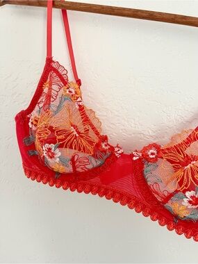 Floral Embroidered Lace Balconette Bra